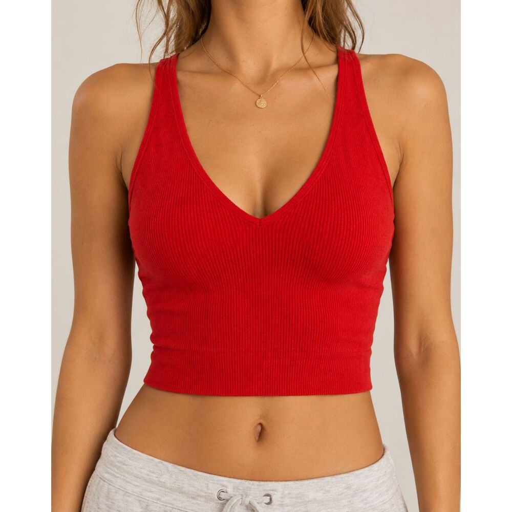 3 Pack Ribbed Racerback Crop Tank Tops - Picture 3 of 4